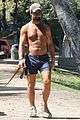 chris diamantopoulos shirtless dog walk 03