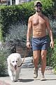 chris diamantopoulos shirtless dog walk 05