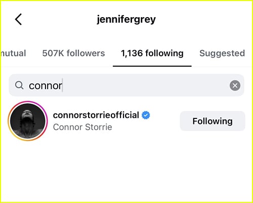 Jennifer Grey follows Connor Storrie
